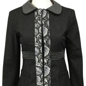 Nanette Lepore Blk & White Pinstripe Quilt Blazer